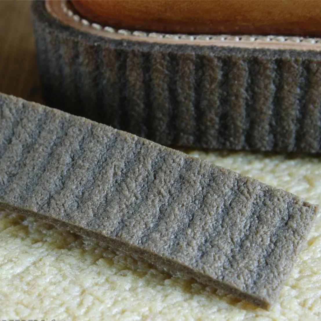 Natural crepe sole on a handmade creeper