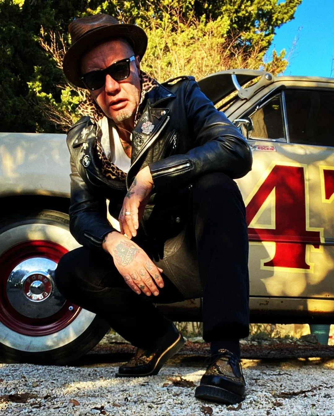Mr. Ducktail wearing his custom Made-to-Measure Creepers
