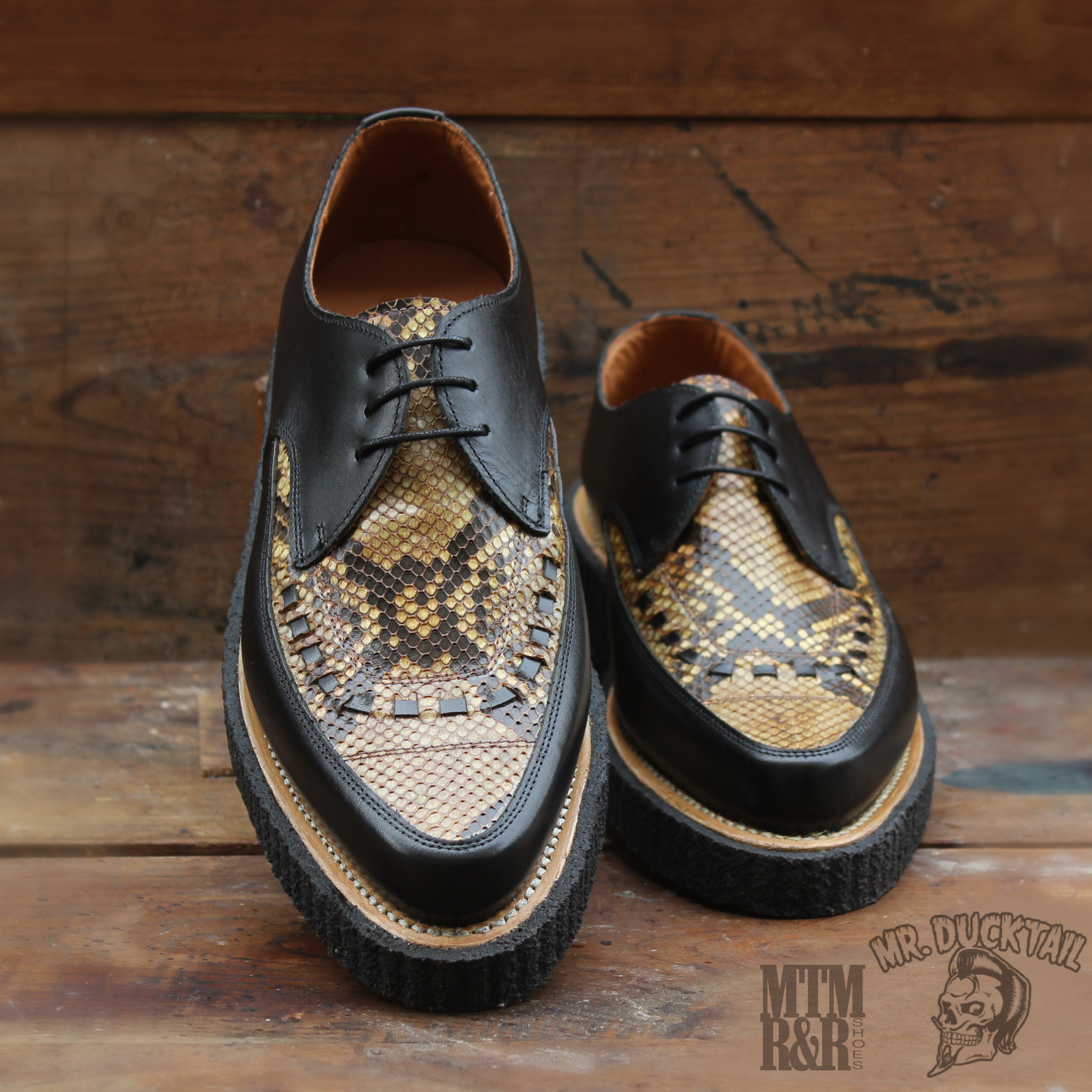 Custom Made-to-Measure Creepers with genuine python leather