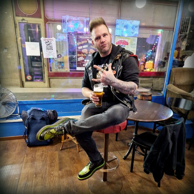 Nicod from Switzerland wearing custom snake leather creepers