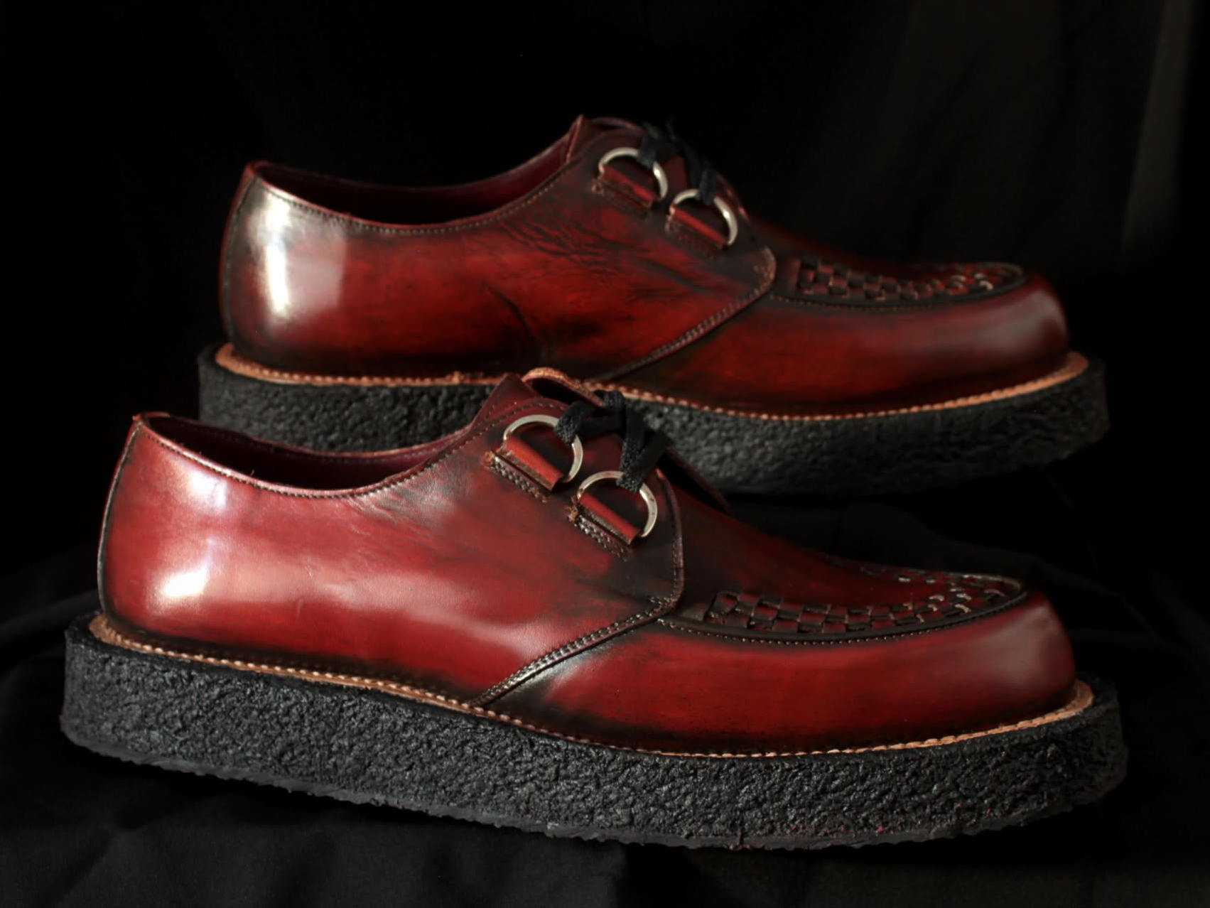 1956 Round Creepers in hand-dyed red crust leather