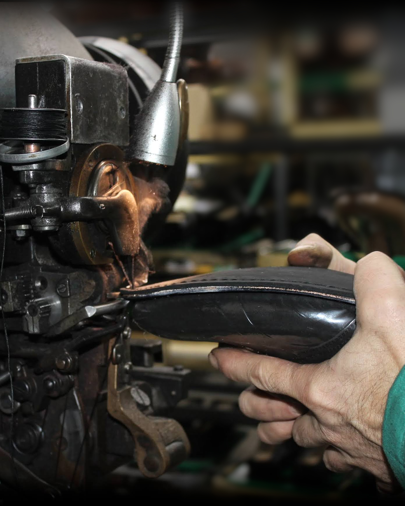 Intersole being stitched to the welt during Goodyear construction