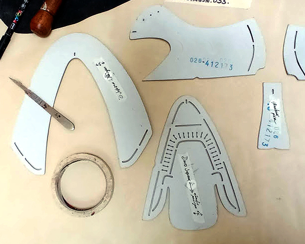Shoemaking patterns used to create a Made to Measure pair of shoes
